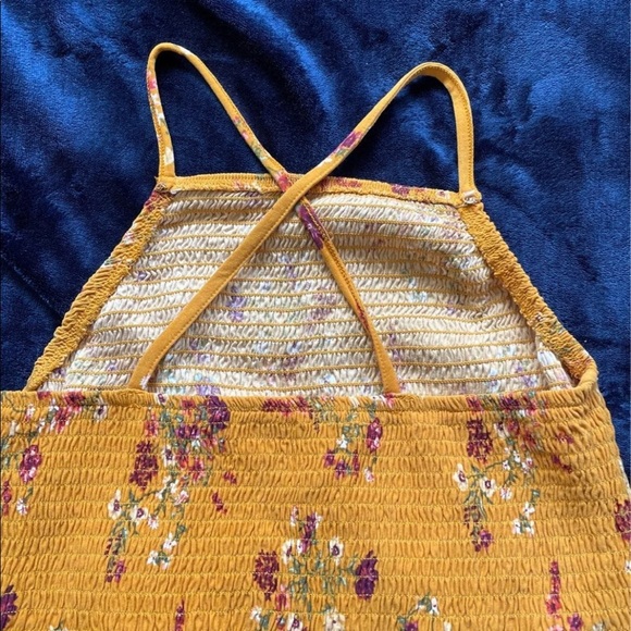 Burnt Orange smocked Flower halter top - Picture 2 of 9